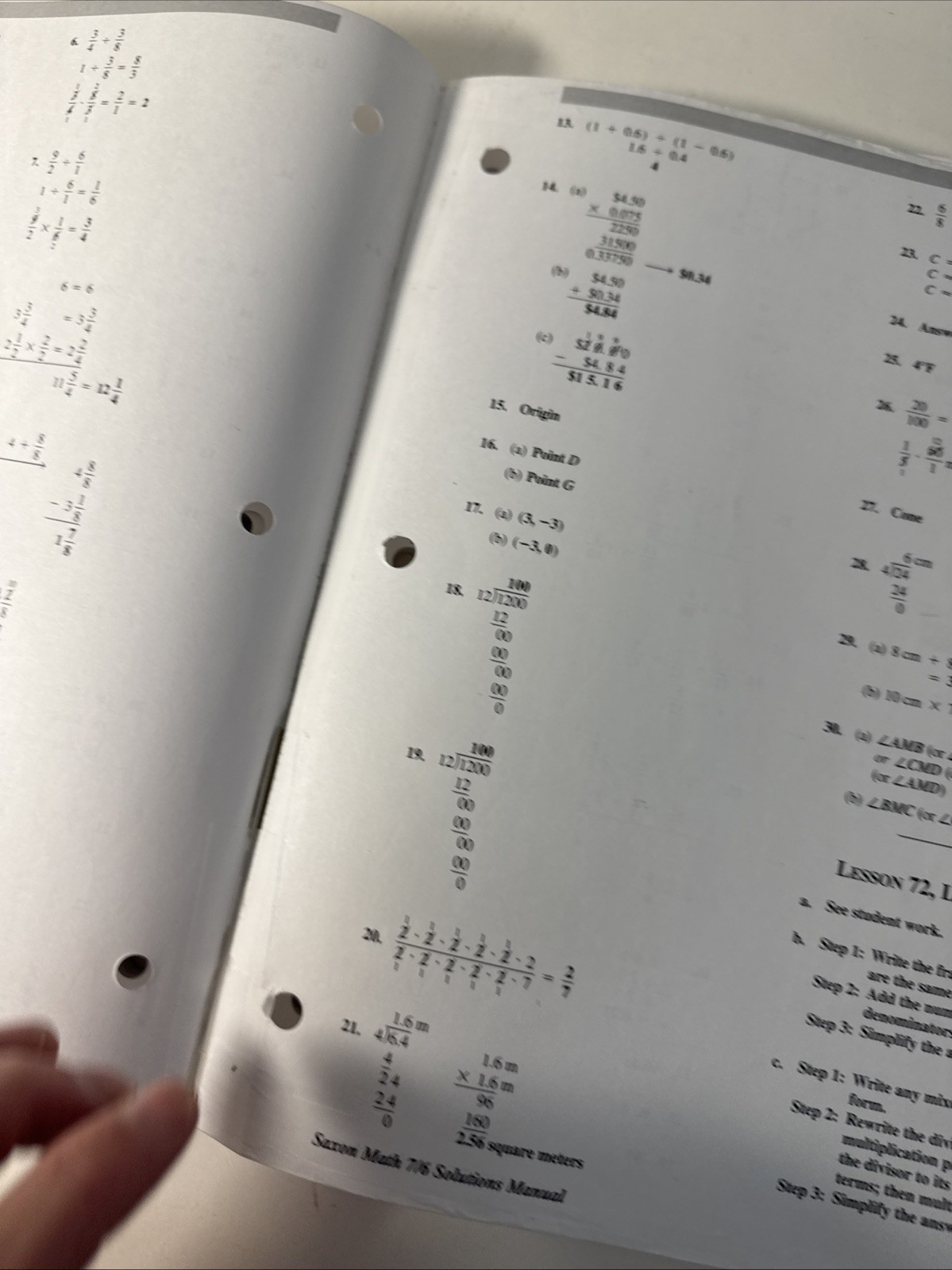 Saxon 7/6 (4th Ed) Solutions Manual (Heavy Wear & A Few Taped Pages)