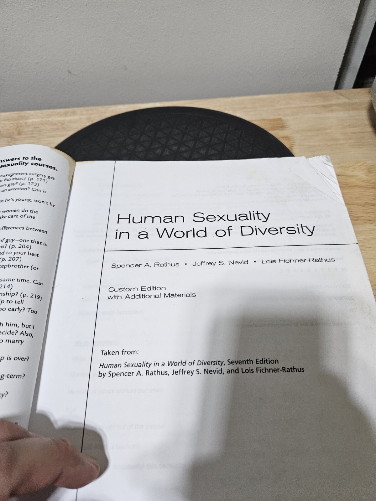 Human Sexuality in a World of Diversity By Spencer Rathus 2007 Custom Edition