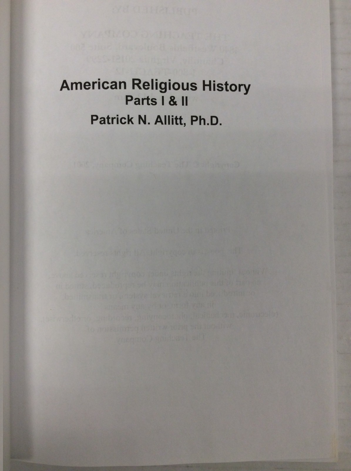 GREAT COURSES: American Religious History Parts 1 and 2 12 CDs plus Guidebook