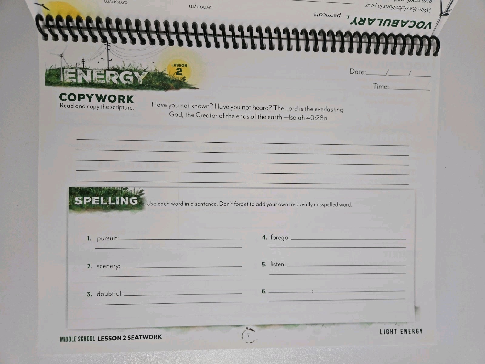 Gather Round Homeschool – Energy – Middle School SeatWork Journal Manuscript NEW