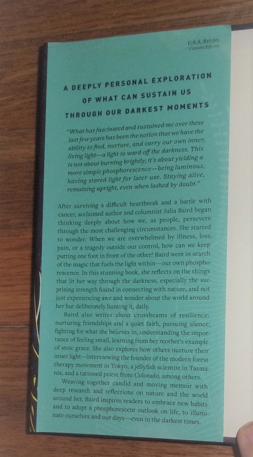 PHOSPHORESCENCE-Memoir of Finding Joy When Your World Goes Dark-SUPERB 1st HC DJ