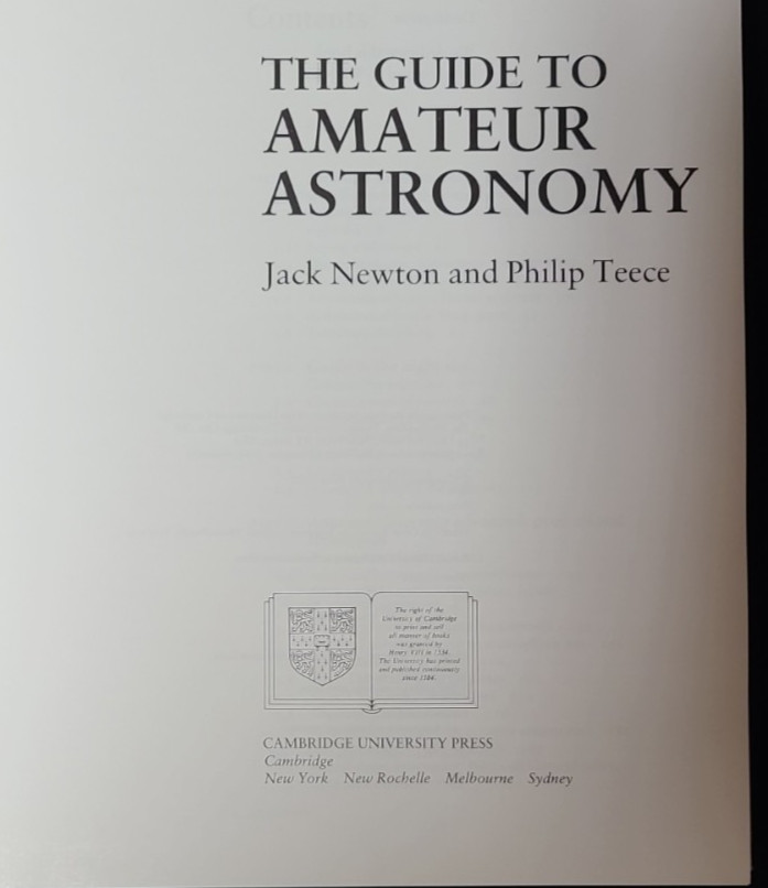 Guide to Amateur Astronomy by Philip Teece and Jack Newton (1988, Hardcover)