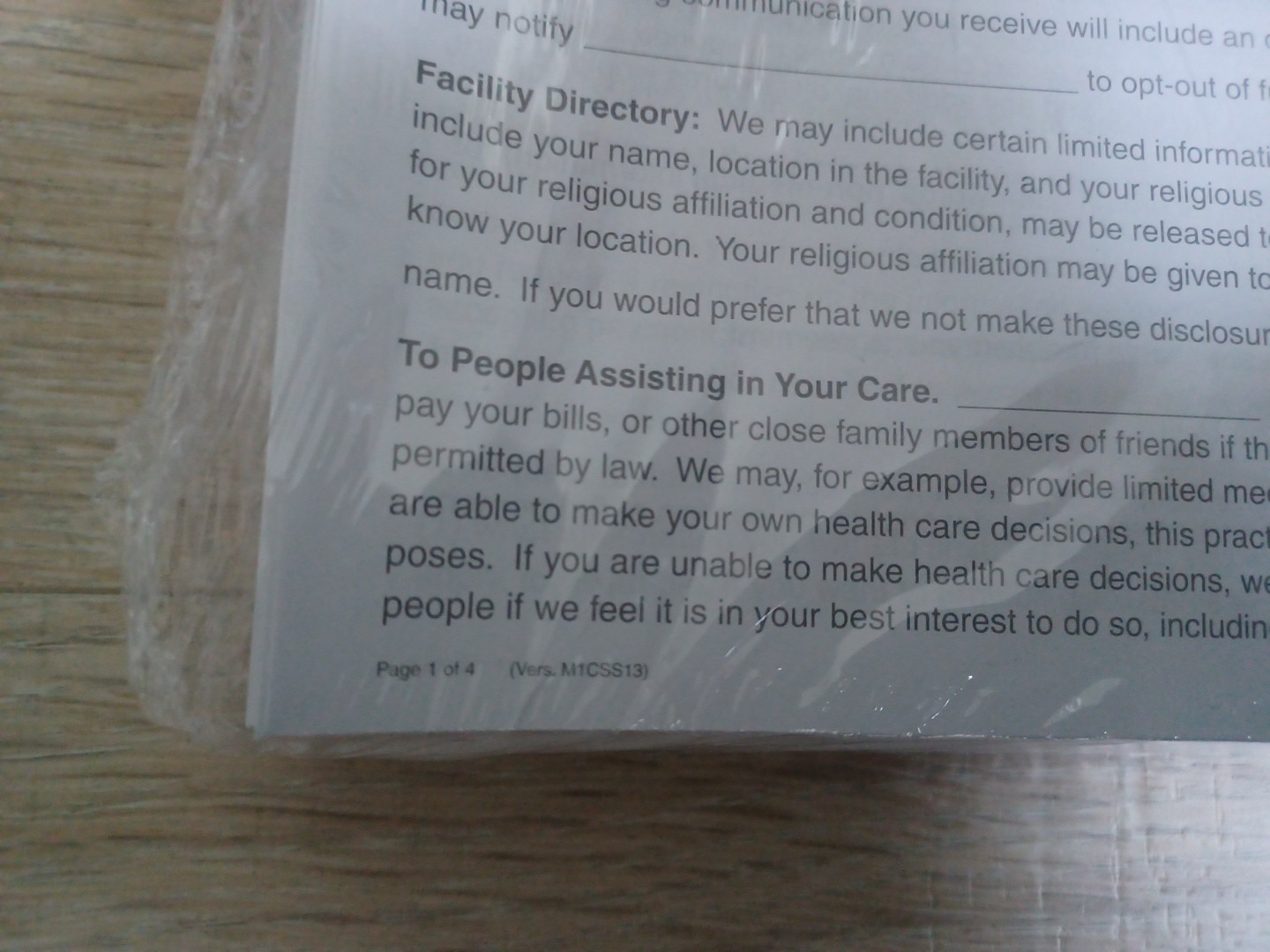 Medical Arts Press Notice of Privacy Practices, 100 per pack.