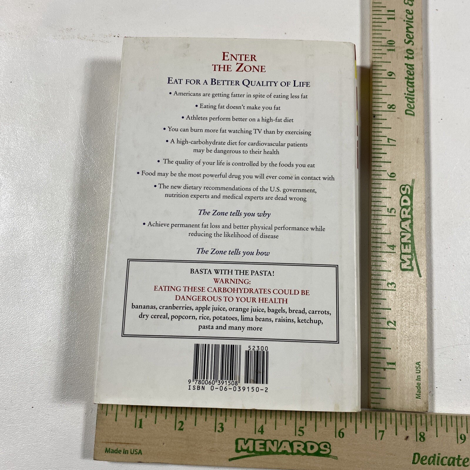The Zone : A Dietary Road Map – Barry Sears (Dust Jacket, 1995, 1st Edition)