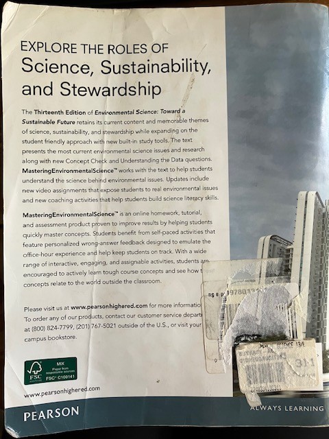 Environmental Science: Toward A Sustainable Future – ISBN: 9780134011271 – Used