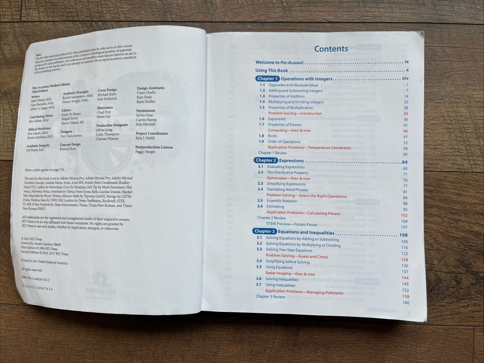 BJU Press Pre-Algebra. Student Text Blank Questions! (Third Edition). 7th Grade.