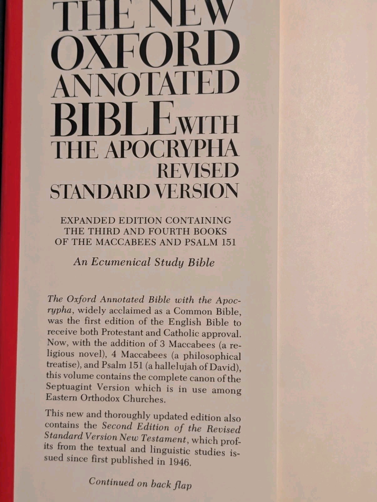 New Oxford Annotated Bible with Apocrypha RSV Hardcover 1977 EXPANDED EDITION