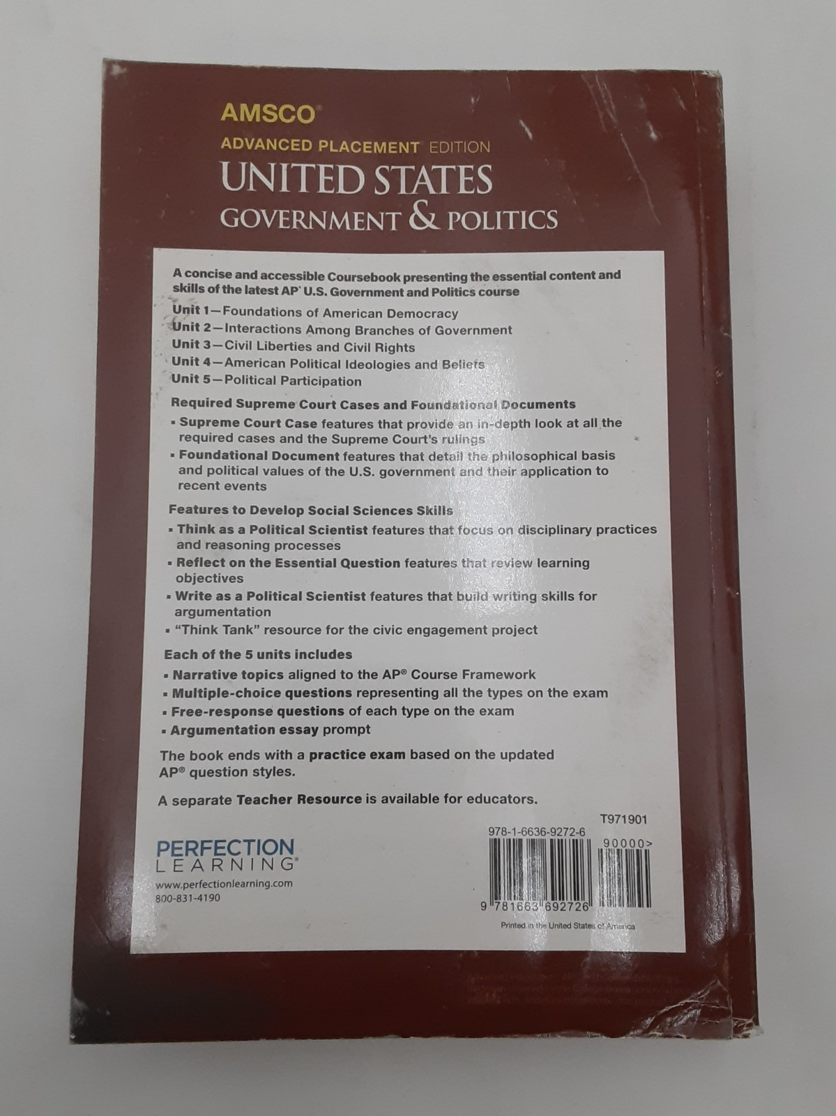 2026 AMSCO Advanced Placement United States Government & Politics 9781663692726