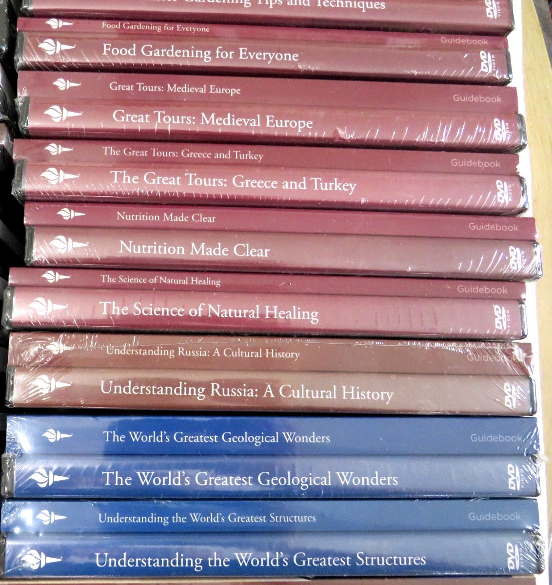 THE GREAT COURSES DVD LOT WITH BOOKS- LARGE GROUPING OF FACTORY SEALED SETS