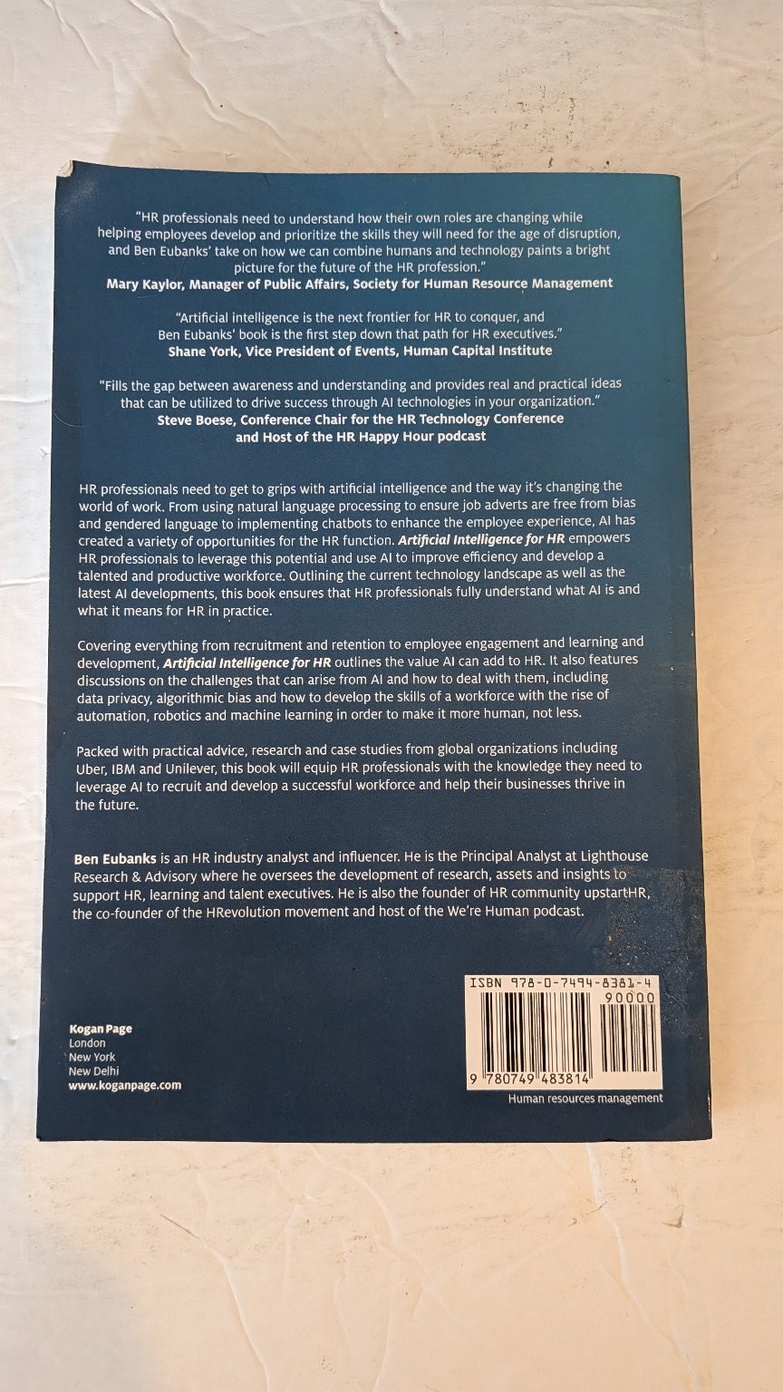 Artificial Intelligence for HR Ben Eubanks 2019 First Edition Kogan Page