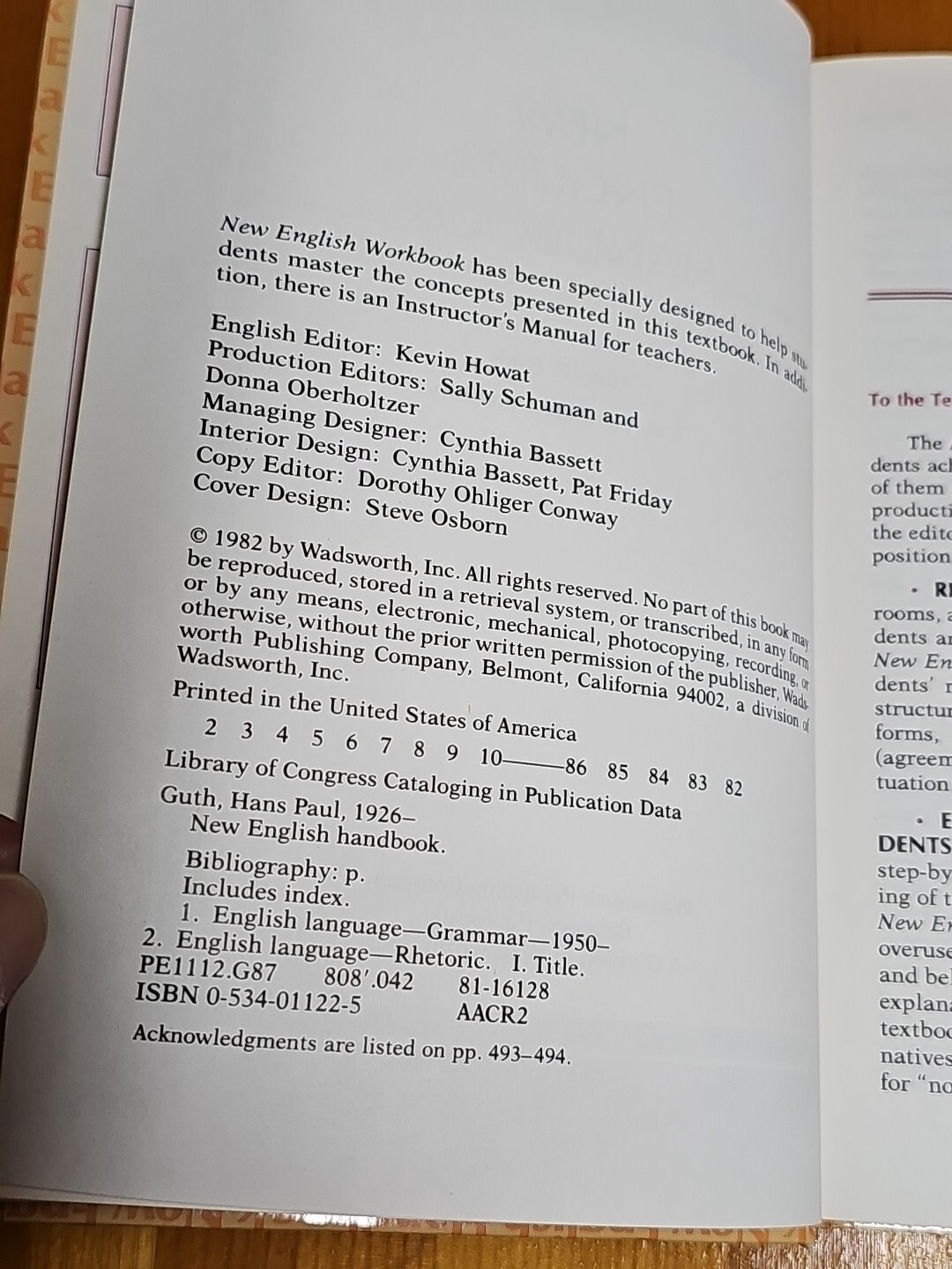 New English Handbook by Hans P. Guth San Jose State University (1982)