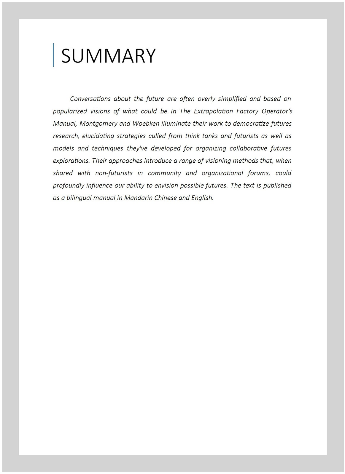 Extrapolation Factory Operator’s Manual : Publication Version 1.0 – Includes …