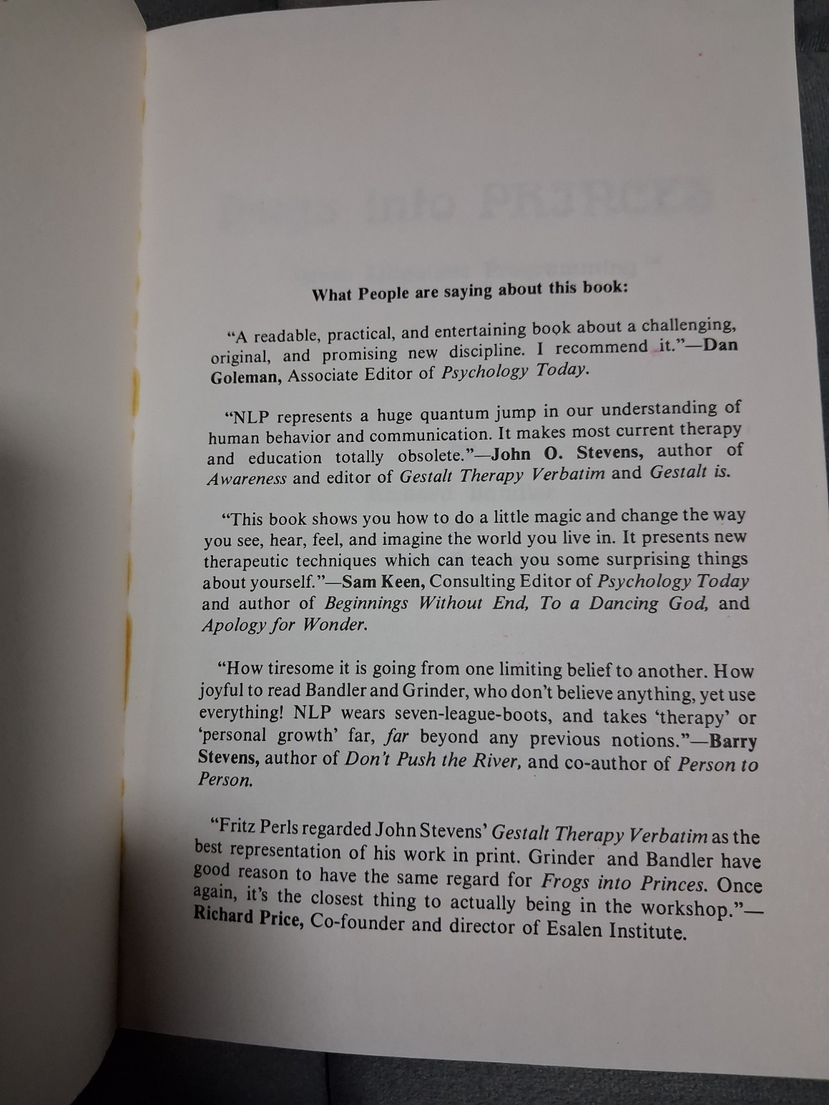Frogs into Princes (NLP) Lesser Magick Influence, Neuro Linguistic Programming