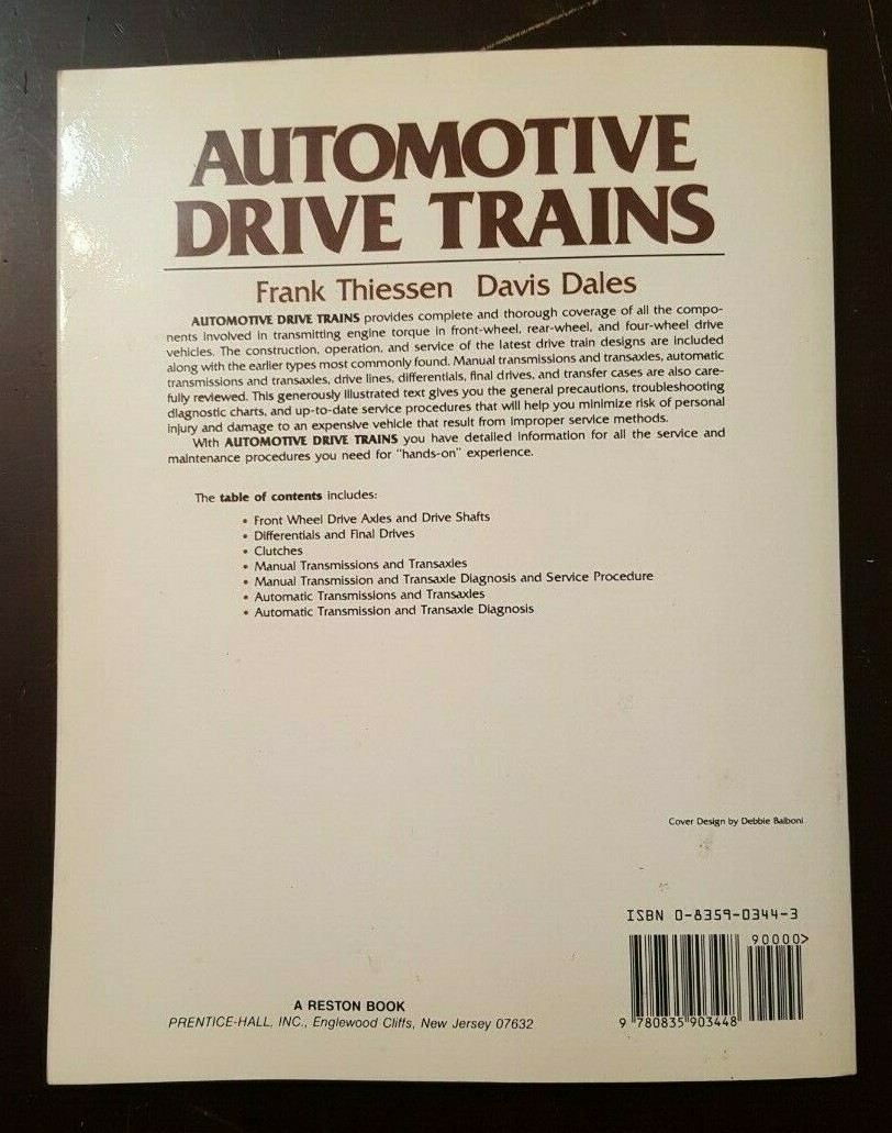 Automotive Drive Trains Paperback Textbook 1984 208 Pages Thiessen/Dales