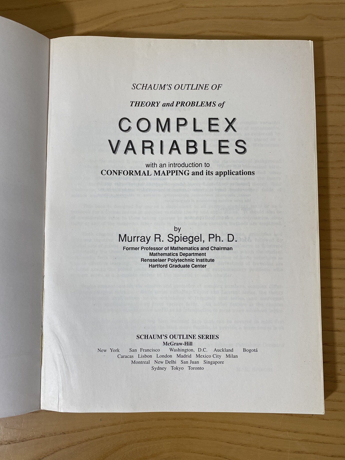 Schaum’s Outline Complex Variables by Murray R. Spiegel