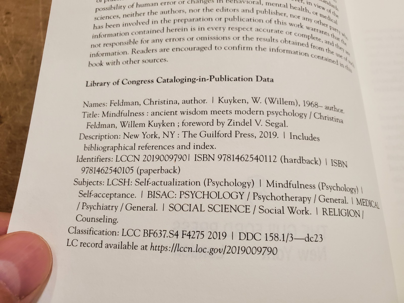 C. FELDMAN W. KUYKEN Mindfulness: Ancient Wisdom Meets Modern Psychology 2019 SC