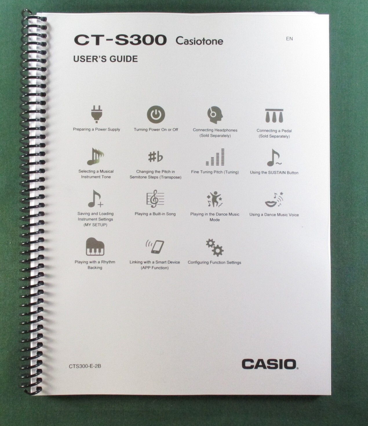 Casio CT-S300 Instruction Manual: 52 Pages Coil Bound & Protective Covers!
