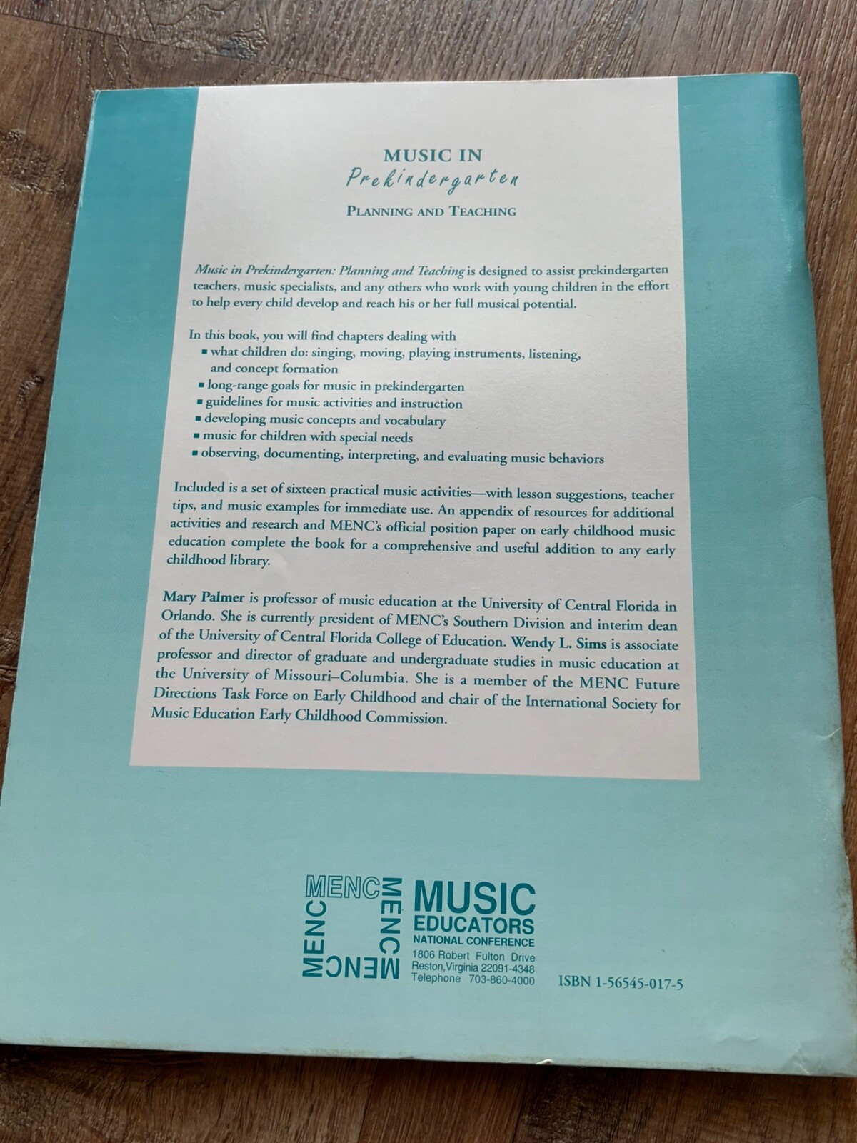 Music in Prekindergarten Paperback Planning and Teaching MENC Palmer Sims 1993
