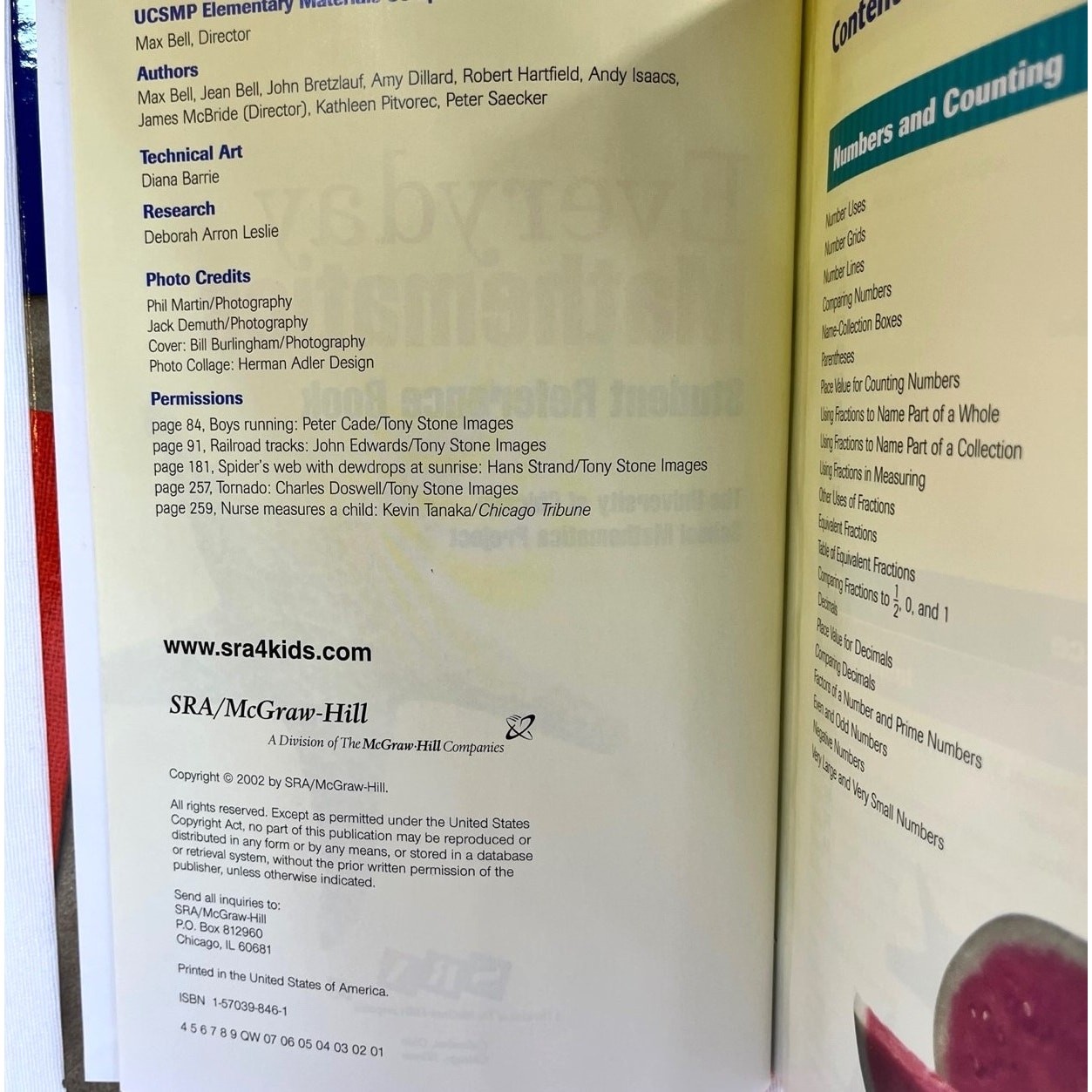 Everyday Mathematics Student Reference Book 2002 SRA McGraw-Hill