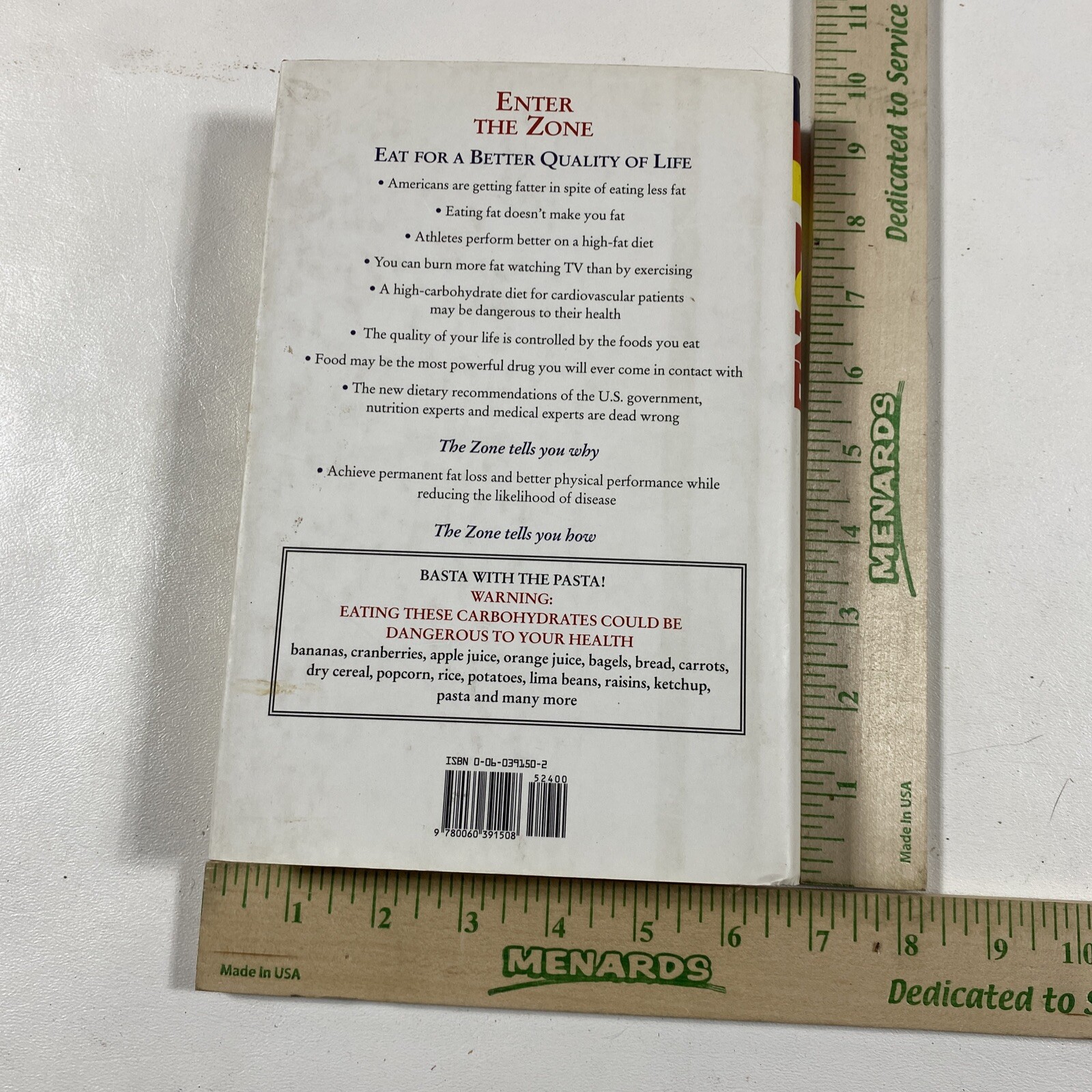 The Zone : A Dietary Road Map – Barry Sears (Dust Jacket, 1995, 1st Edition)