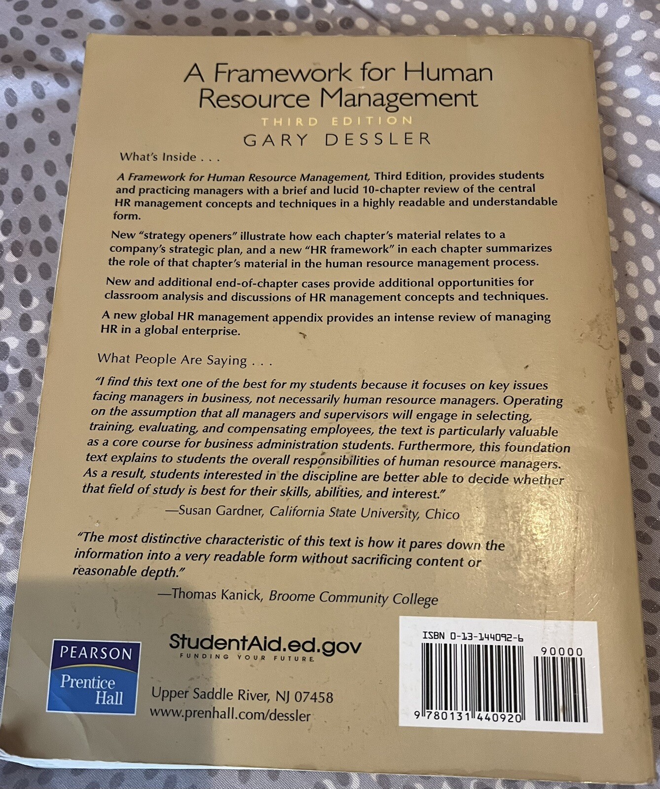 Framework for Human Resource Management by Gary Dessler (2003, Trade Paperback)