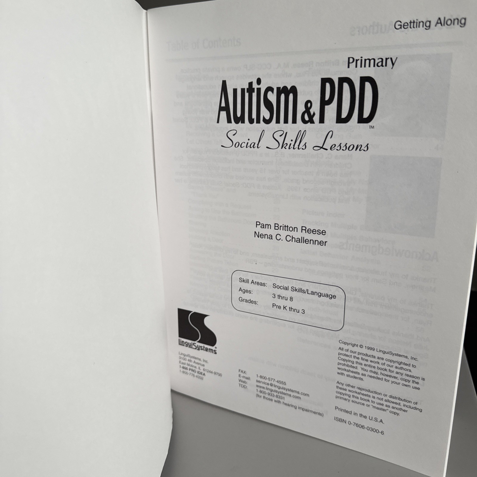 AUTISM & PDD SOCIAL SKILLS LESSONS Getting Along Ages 3-8 Lingui Systems Book