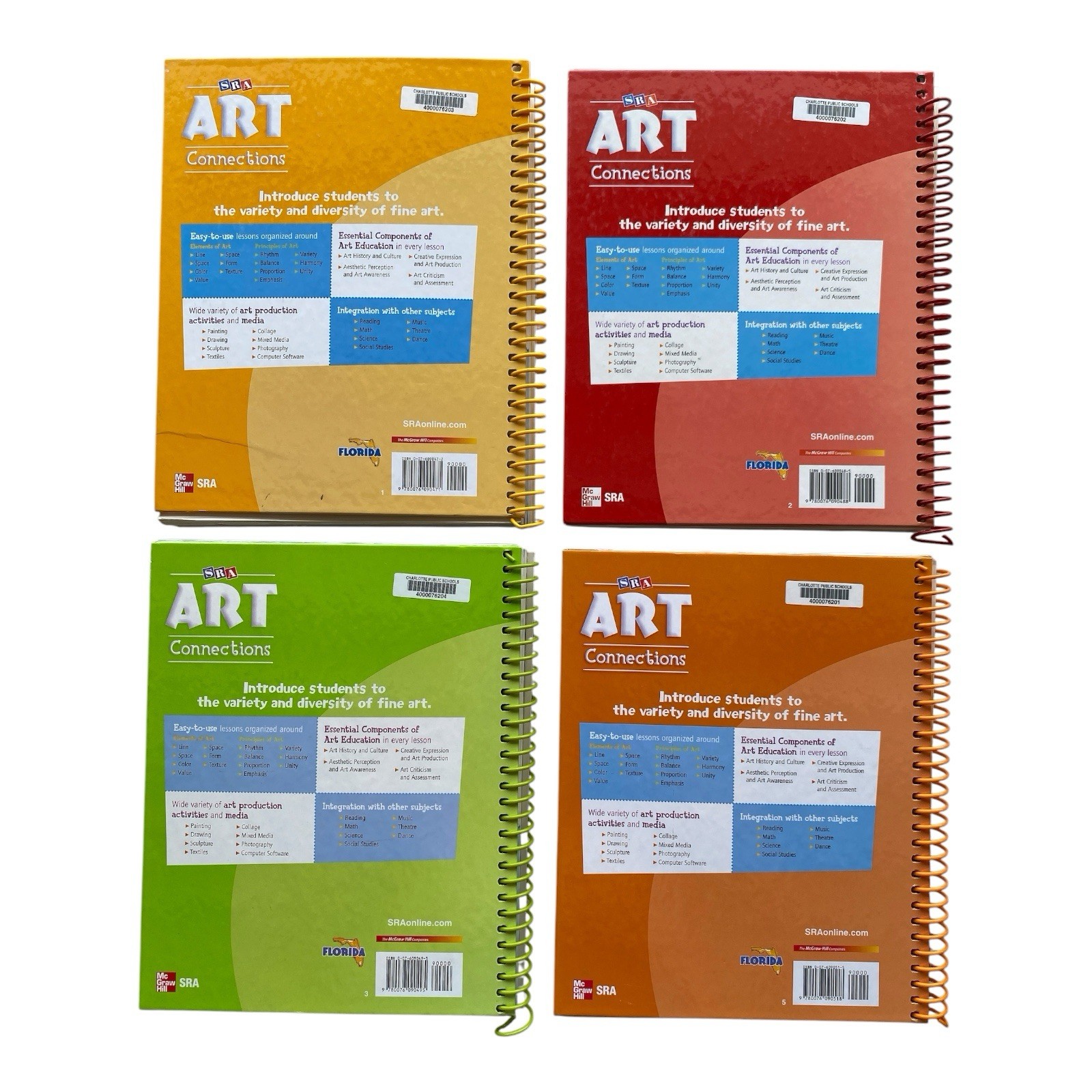 SRA Art Connections Teacher Edition Set Levels 1 2 3 & 5 Florida McGraw-Hill