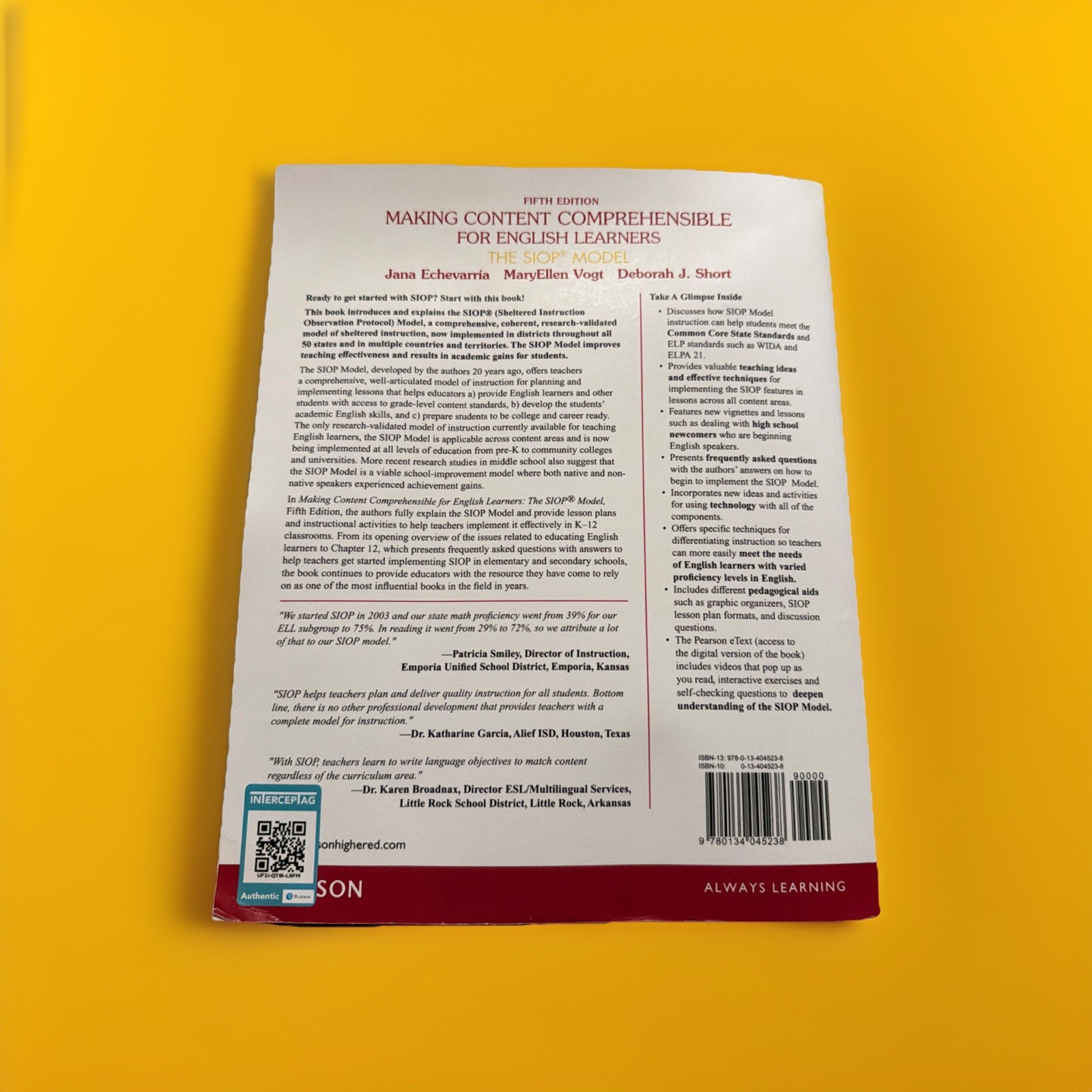 Making Content Comprehensible for English Learners: The SIOP Model