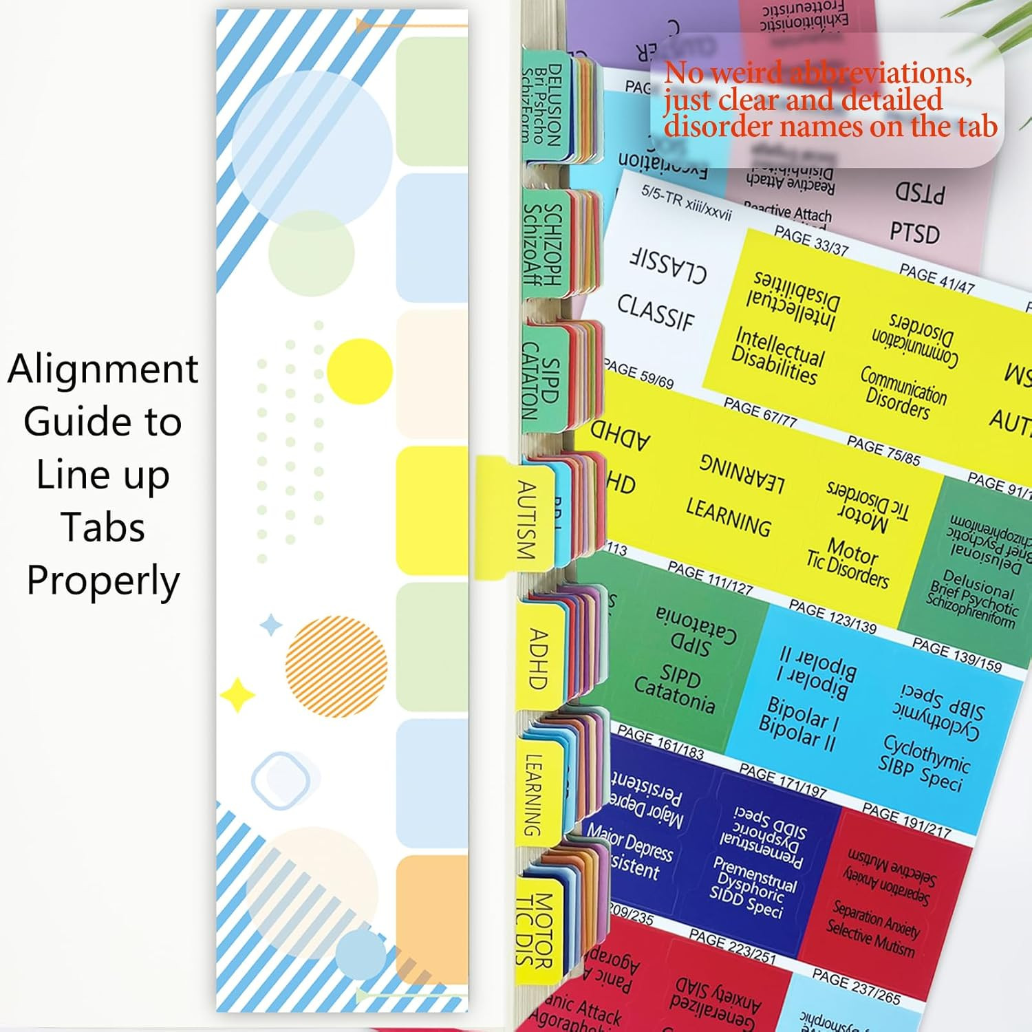 Index Tabs for DSM-5-TR, DSM-5, Color-Coded and Laminated DSM-V-TR Tabs, with 18