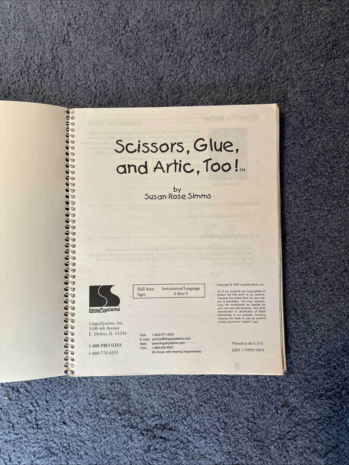 Scissors Glue and Artic Too! By Susan Rose Simms (1995 Spiral) 1st Edition