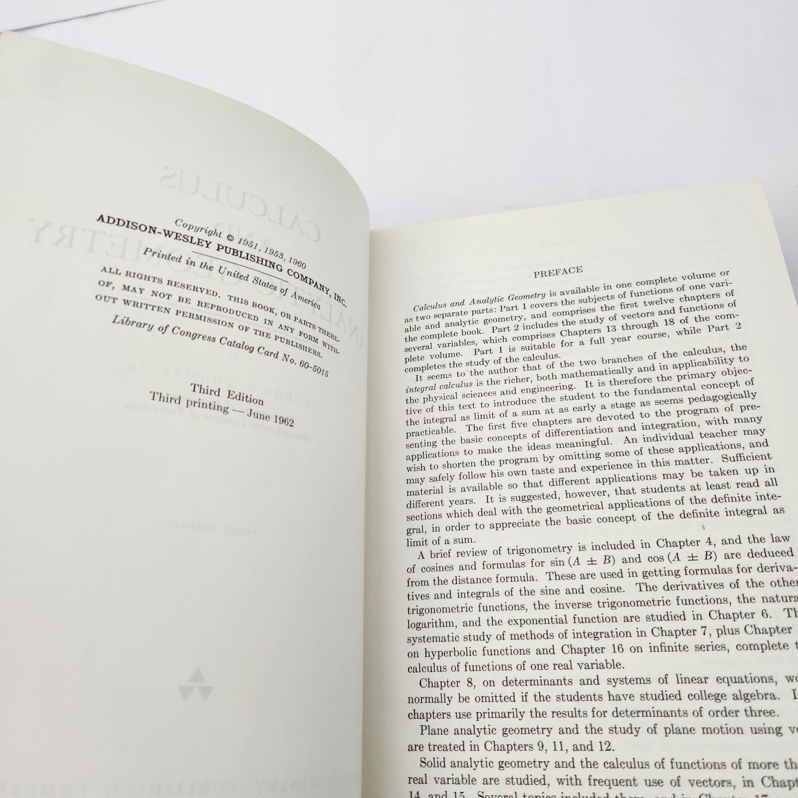 Calculus and Analytic Geometry by George B. Thomas Jr. 1962 Hardcover
