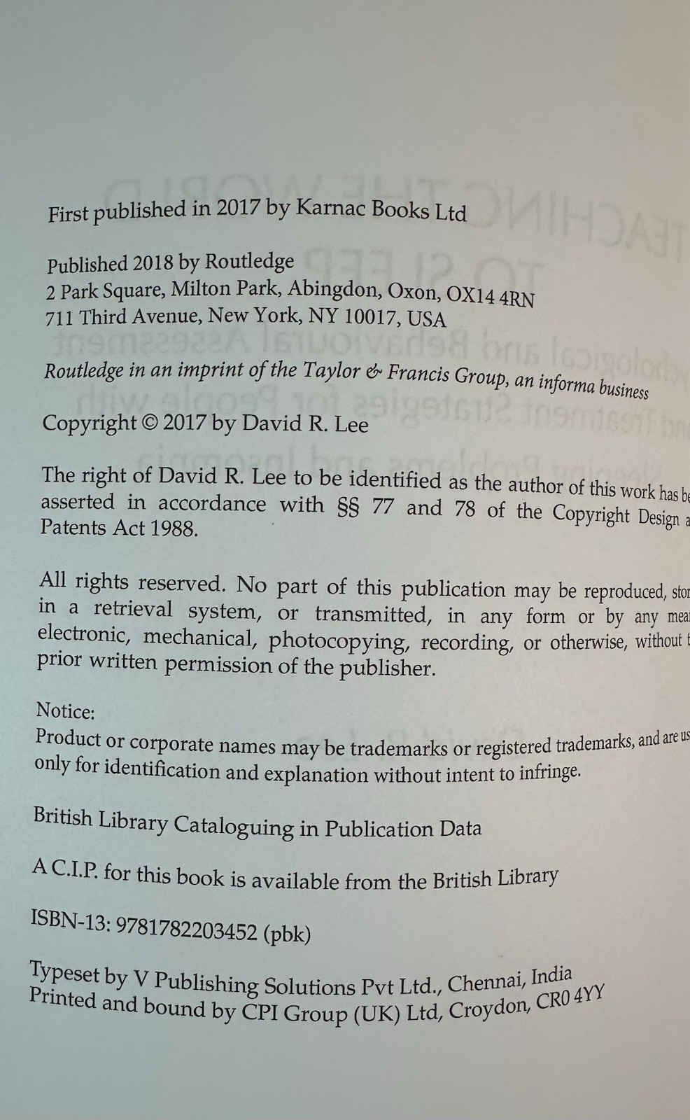 Teaching the World to Sleep: Psychologi… by R. Lee, David Paperback / softback