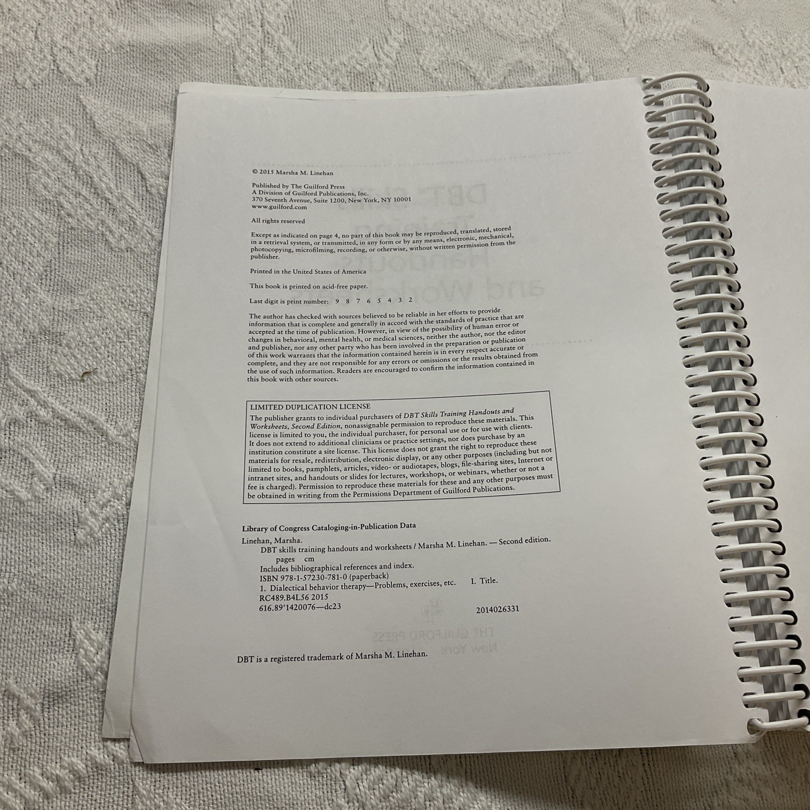 DBT Skills Training Handouts and Worksheets, Second Edition Paperback Linehan