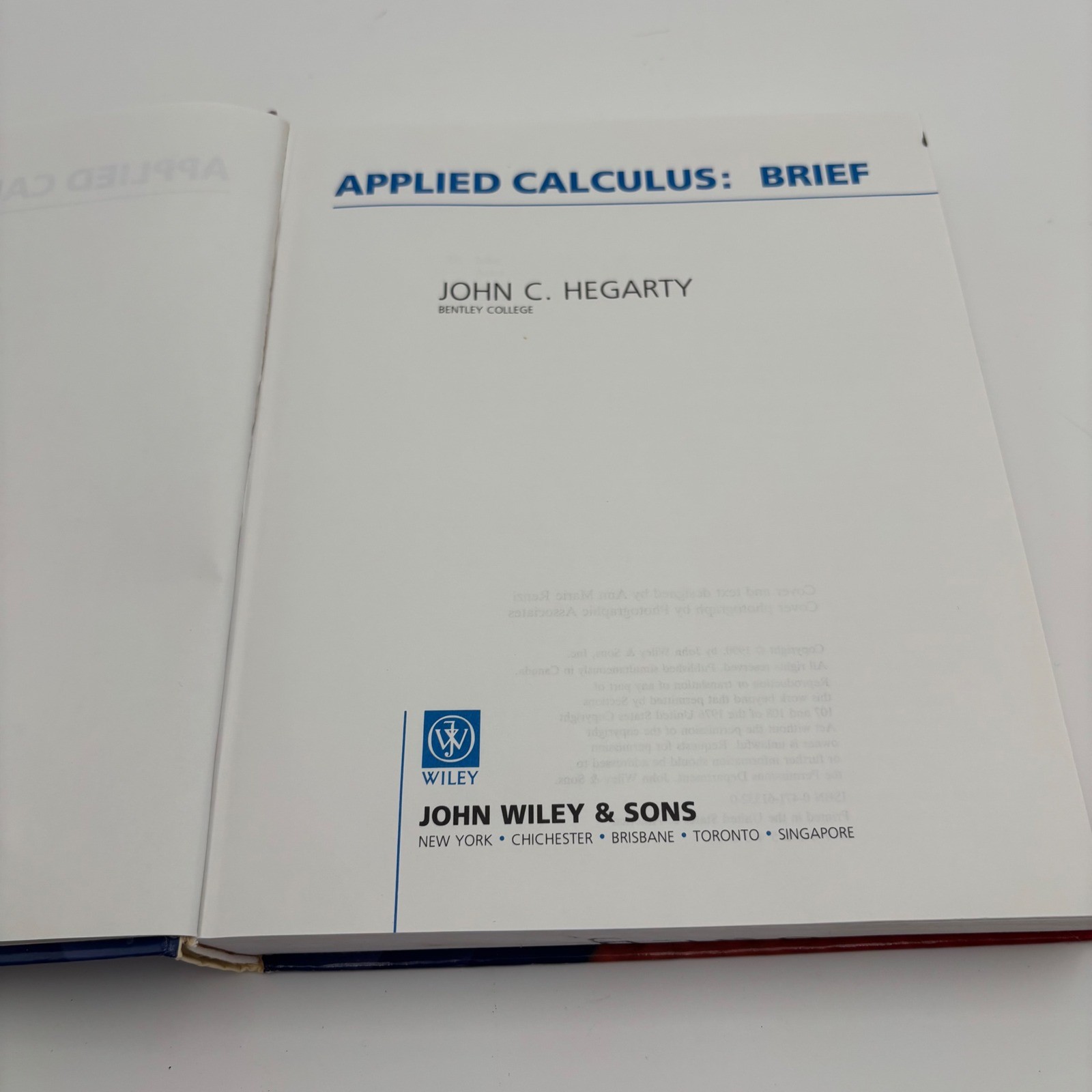 John Wiley Applied Calculus Brief Textbook Adult OS Multicolor Good Hardcover