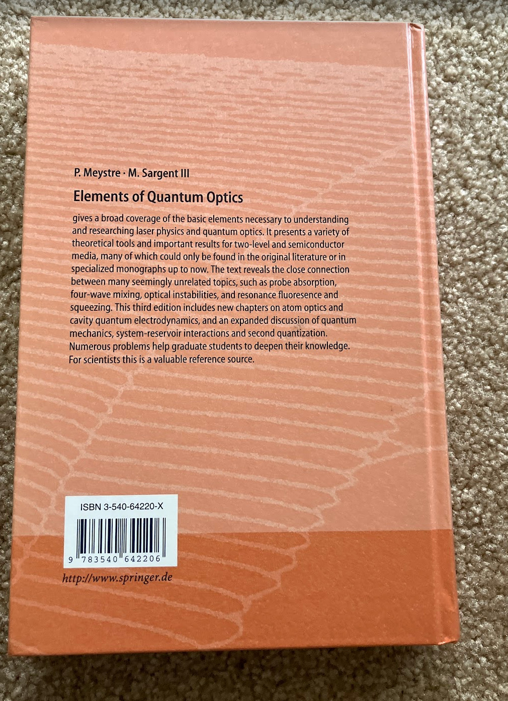 Elements of Quantum Optics 3rd ed P. Meystre & M. Sargent III