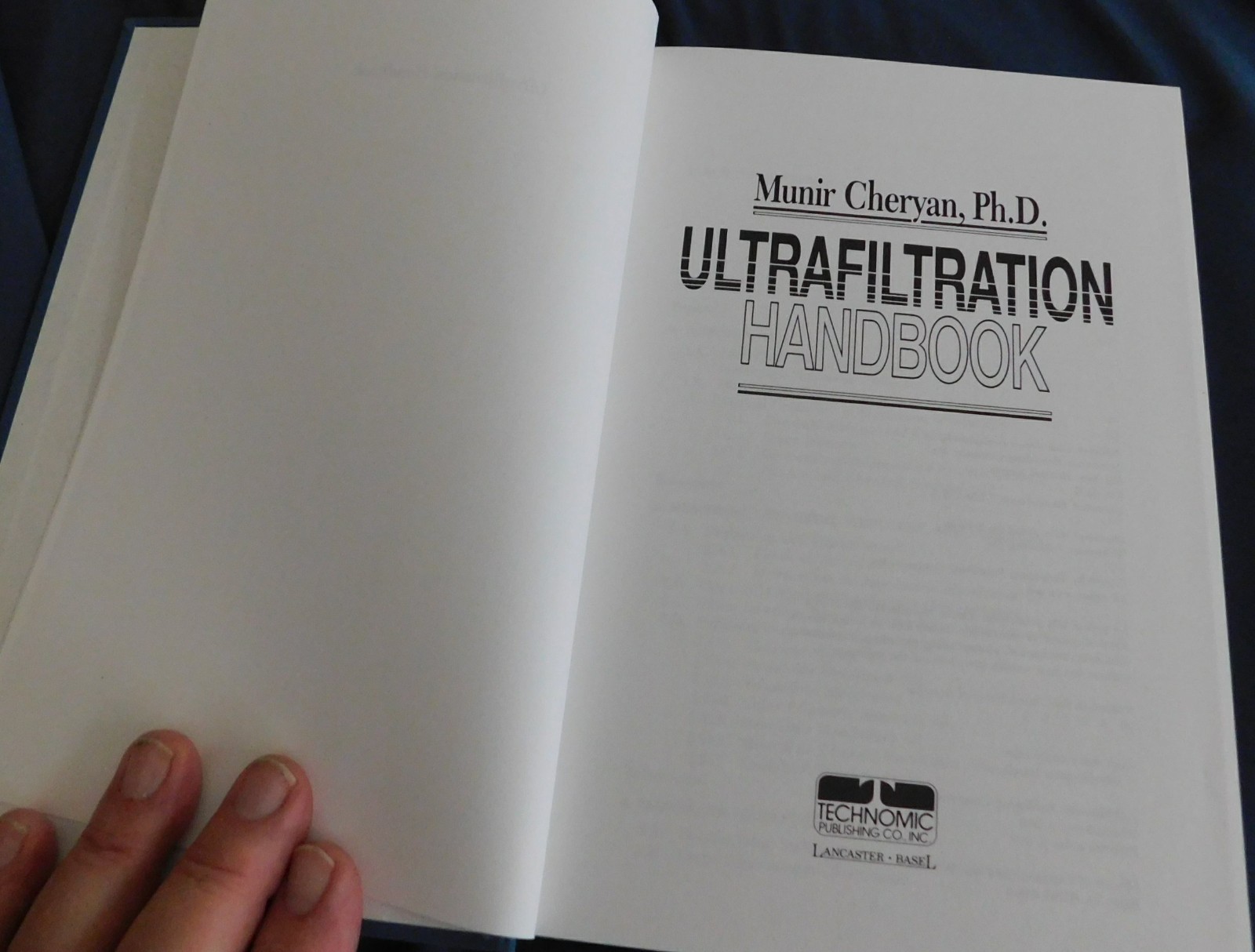 Ultrafiltration Handbook by Munir Cheryan 1986 Hardcover