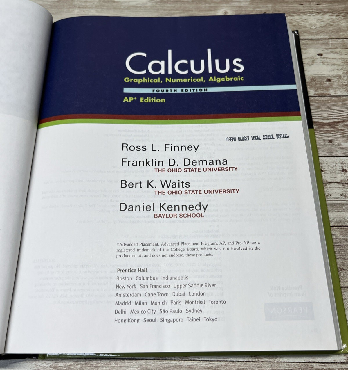 Calculus: Graphical, Numerical, Algebraic / Student 4th Edition Textbook
