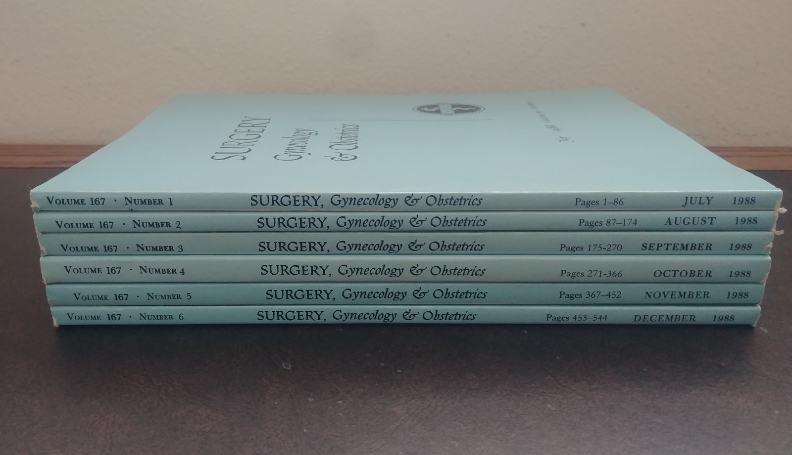 Surgery, Gynecology & Obstetrics Medical Journal Vol. 167 COMPLETE Vintage 1988