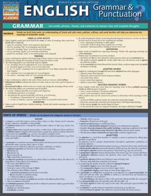 English Grammar and Punctuation : A QuickStudy Laminated Referenc