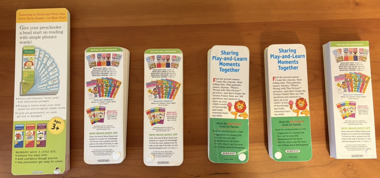 Brain Quest, 6pcs, Phonics/Preschool/Kindergarten/1st Gr (Kids 3 to 7 years old)