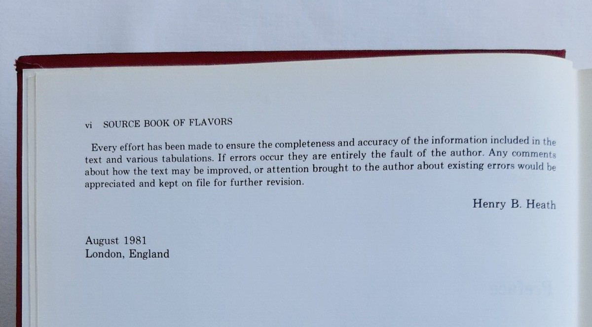 Source Book of Flavors by Henry B. Heath, The AVI Publishing Company, Inc., 1981