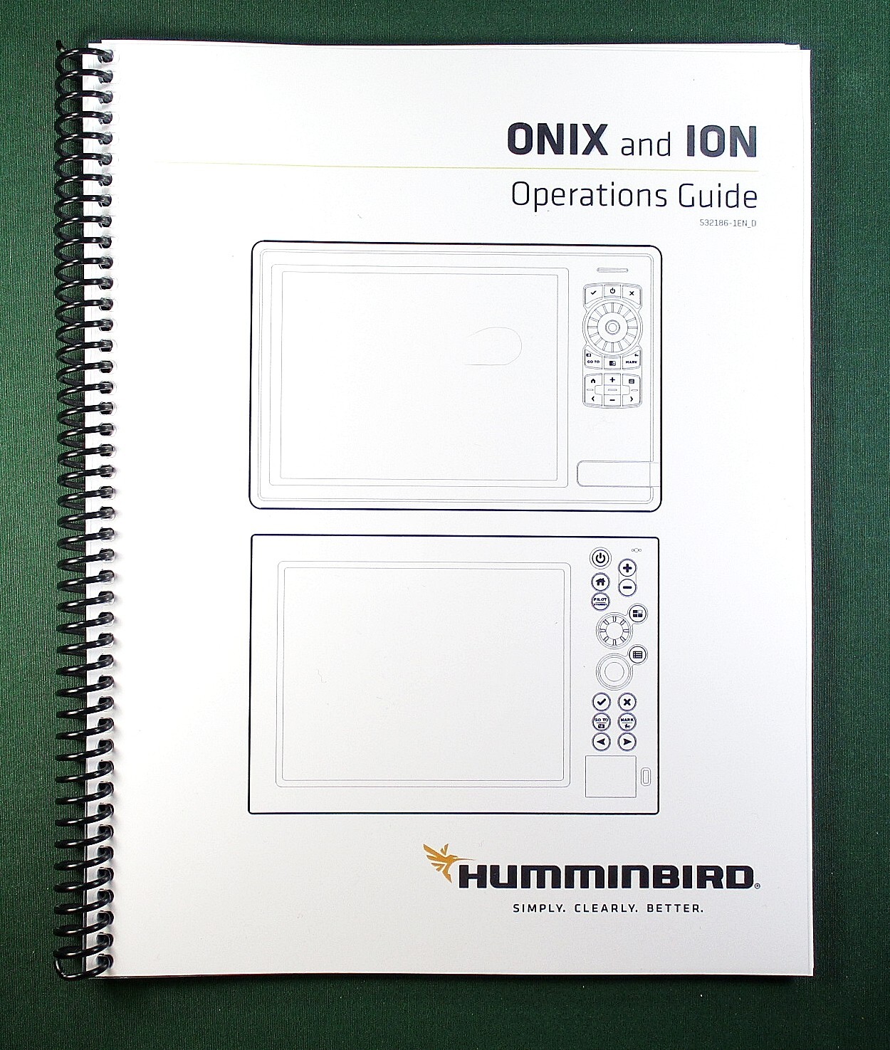 Humminbird Onix & Ion Instruction Manual: Full Color 262 Pages & Clear Covers!