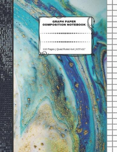Graph Paper Composition Not: 110 Pages – Quad Ruled 4×4 – 8.5″ x 11″ Marble L…