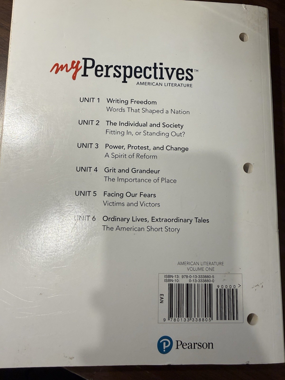 myPerspectives American Literature Volume One Pearson High School Textbook