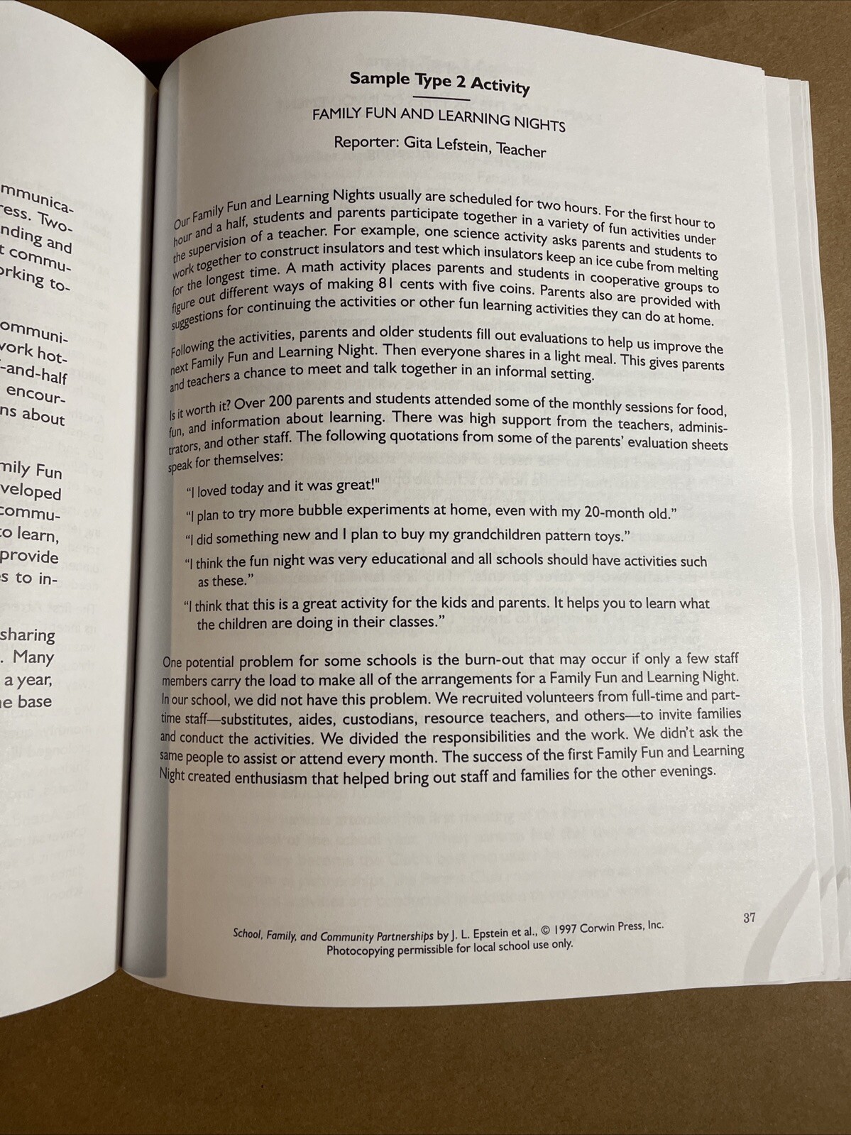 School Family And Community Partnerships Your Handbook For Action by Epstein