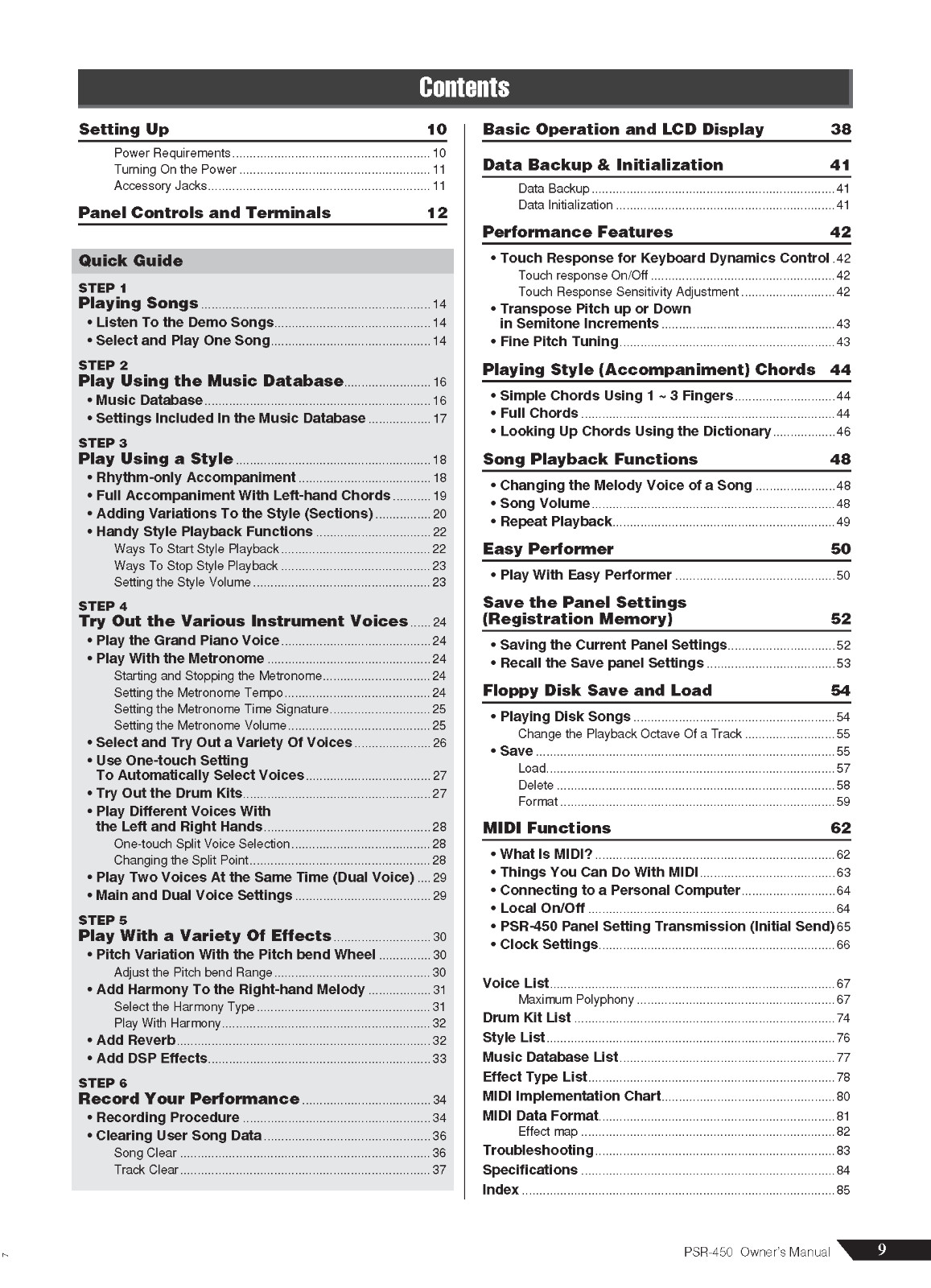 Yamaha PSR-450 Instruction Manual: 88 Pages & Protective Covers!