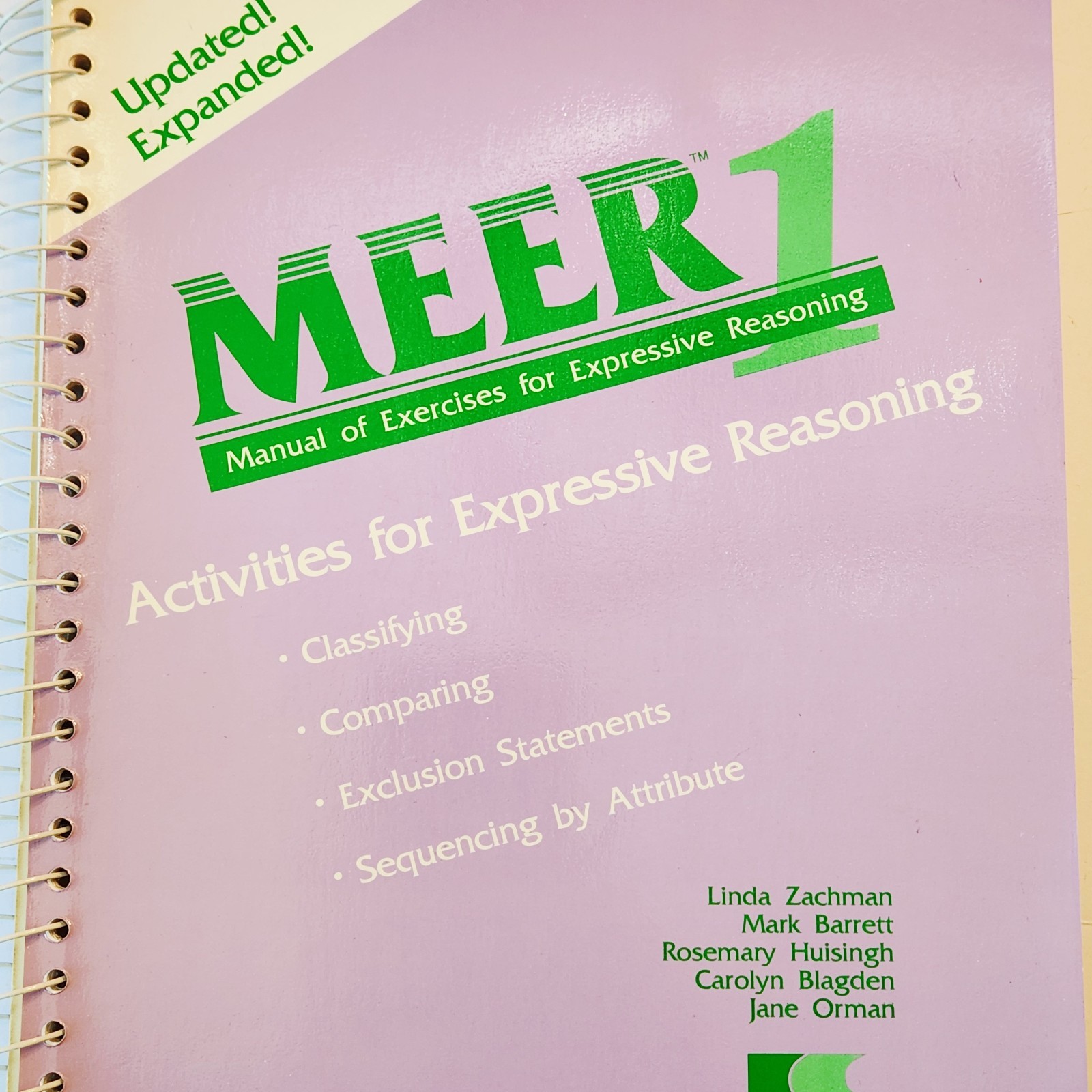 MEER 1 Expressive Reasoning Linguisystems Manual Of Exercises Activities Zachman