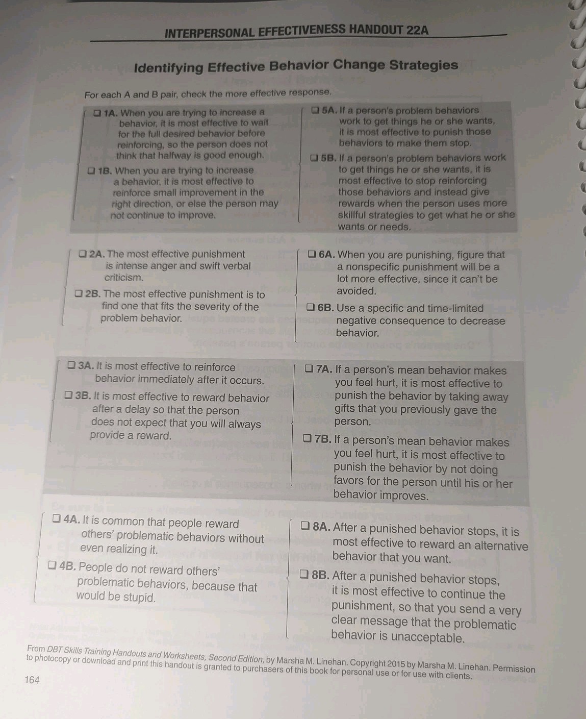 DBT Skills Training Handouts and Worksheets by Marsha M. Linehan (2014, Trade)
