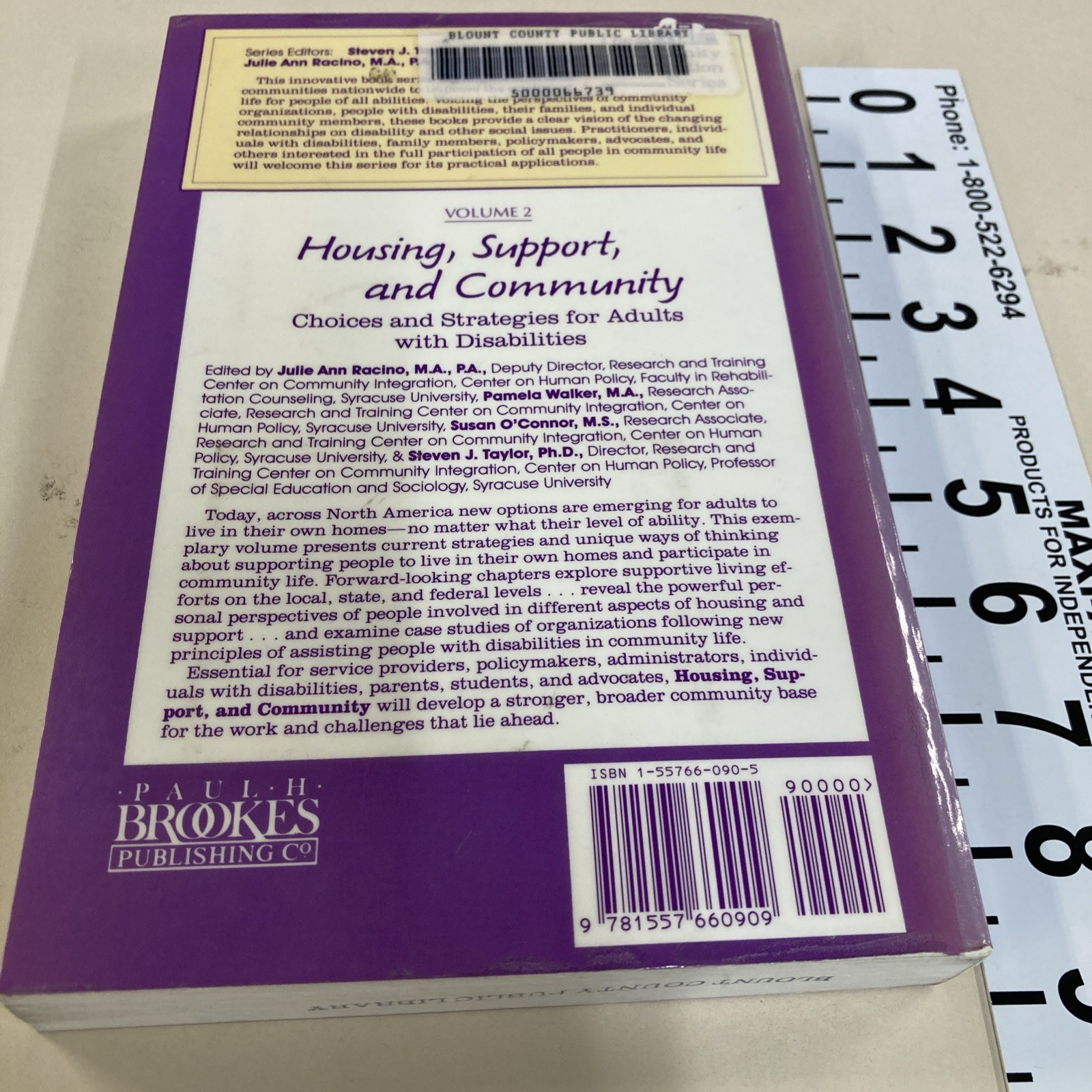 Housing, Support, and Community Vol. 2 SC 1992 Brookes Publ Ex lib Good