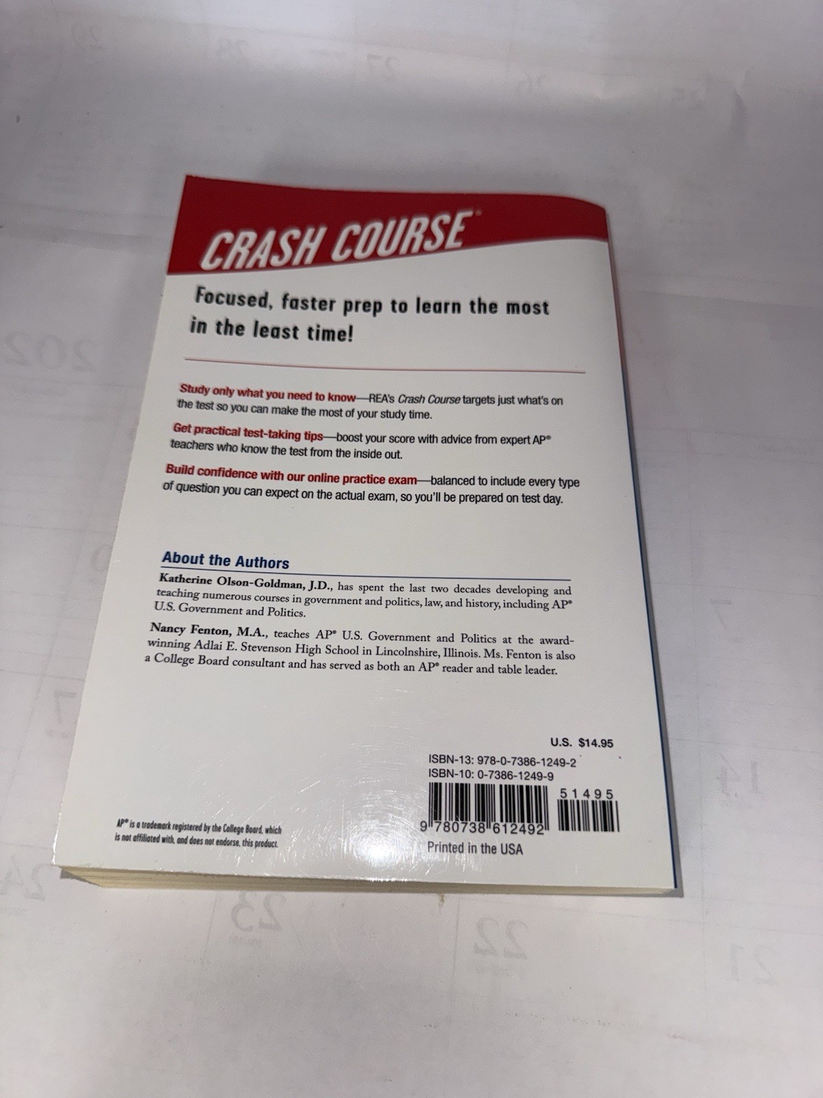 AP U.S. Government and Politics Crash Course, Paperback by Olson-goldman, Kat…